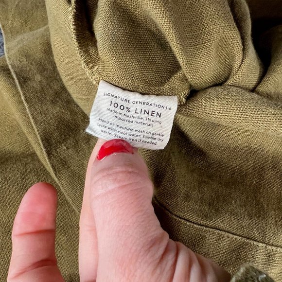 Elizabeth Suzann Dress Womens Large Green 100% Linen A Line Heavy Midi Lagenlook - Picture 13 of 13